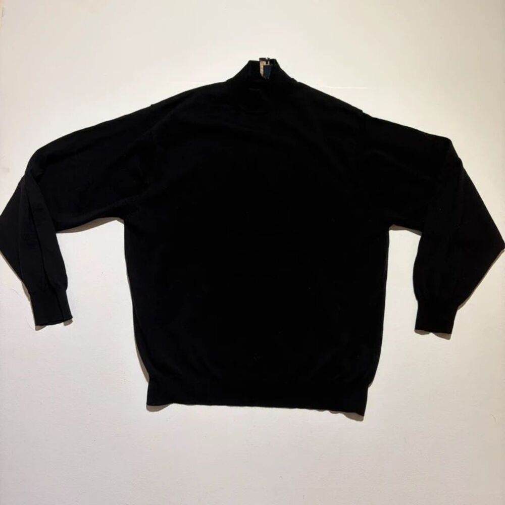 Vintage Black Jos. A. Bank Turtle Neck Sweater 100% Merino Wool